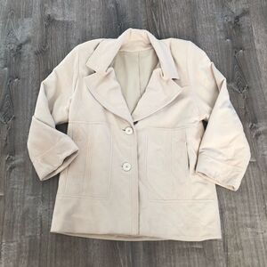 Vintage Juli de Roma Women's Button Front Cream Long Sleeve Coat Made In USA